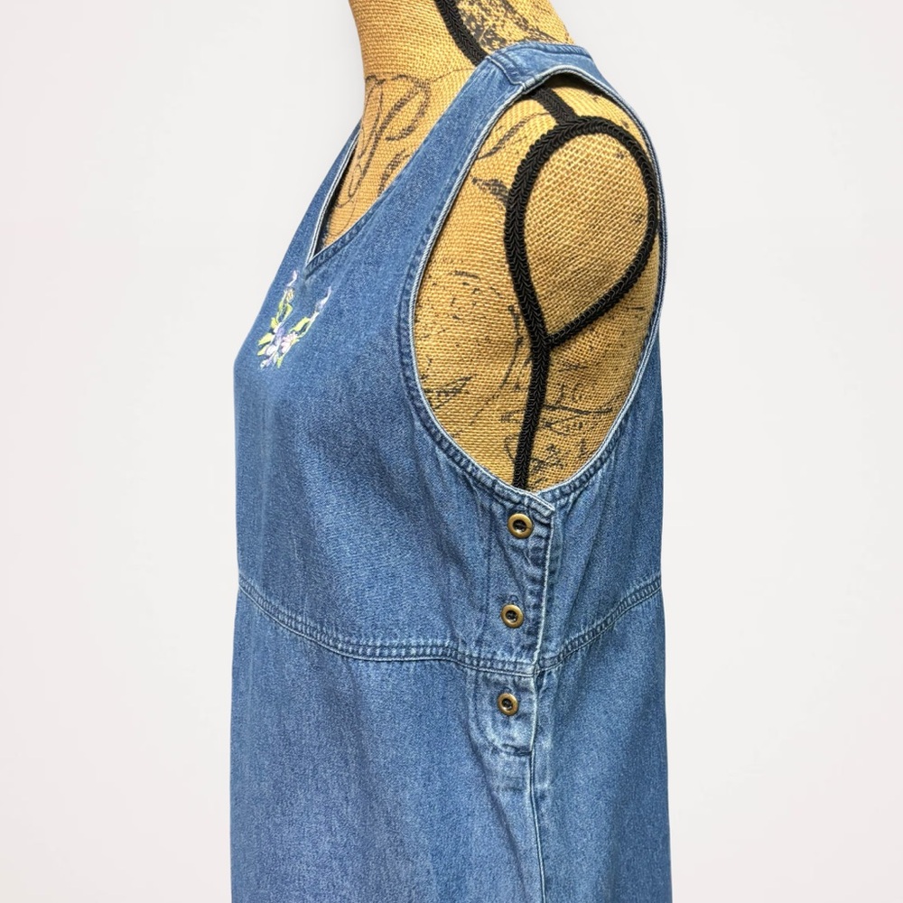 Vintage Classic Elements Blue Denim Sleeveless Dress Medium 10/12 100% Cotton - Picture 3 of 11